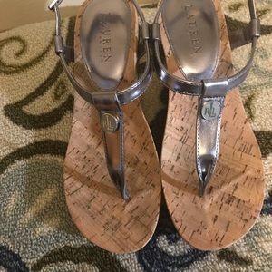 Thong Sandal w wedge cork heel by Ralph Lauren